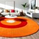 Handcrafted Round Target Pattern Orange Living Rug